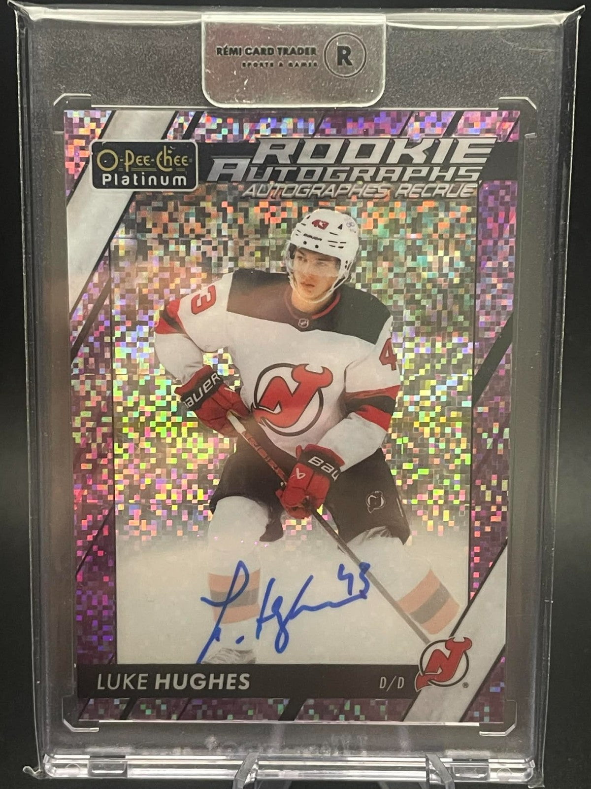 2023-24 O-Pee-Chee Platinum Rookie Violet Pixels /99 Luke Hughes #R-LH Auto RC