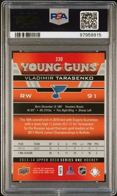 2013-14 UD Series 1 Vladimir Tarasenko Young Guns PSA 10 Gem Mint RC 230