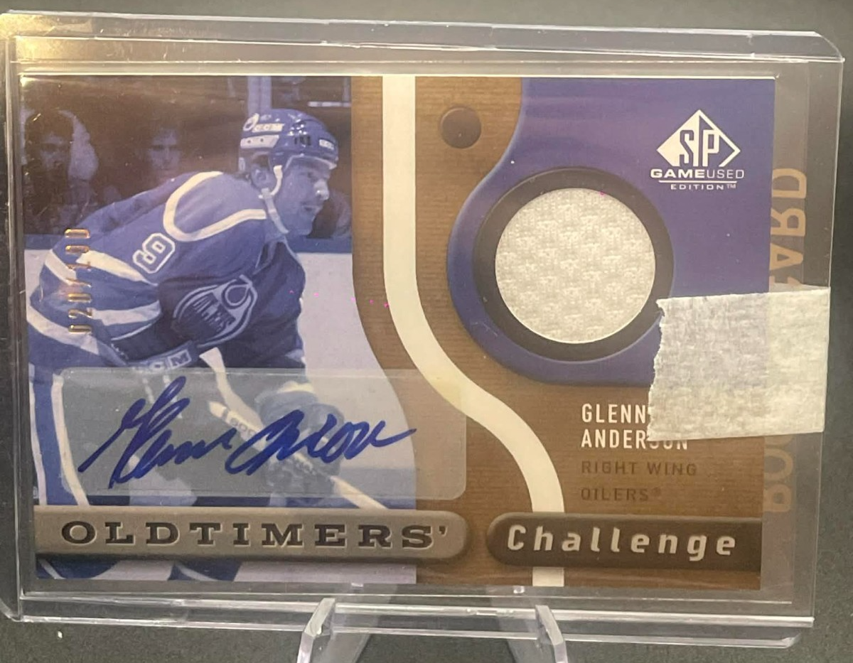 2005 SP GAME USED #OCA-GA GLENN ANDERSON OLDTIMERS' CHALLENGE JERSEY AUTO /100