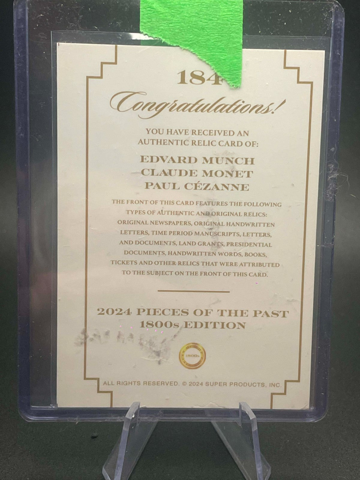 2024 Pieces Of The Past 1800s Edition MUNCH MONET CEZANNE Triple Relic #184