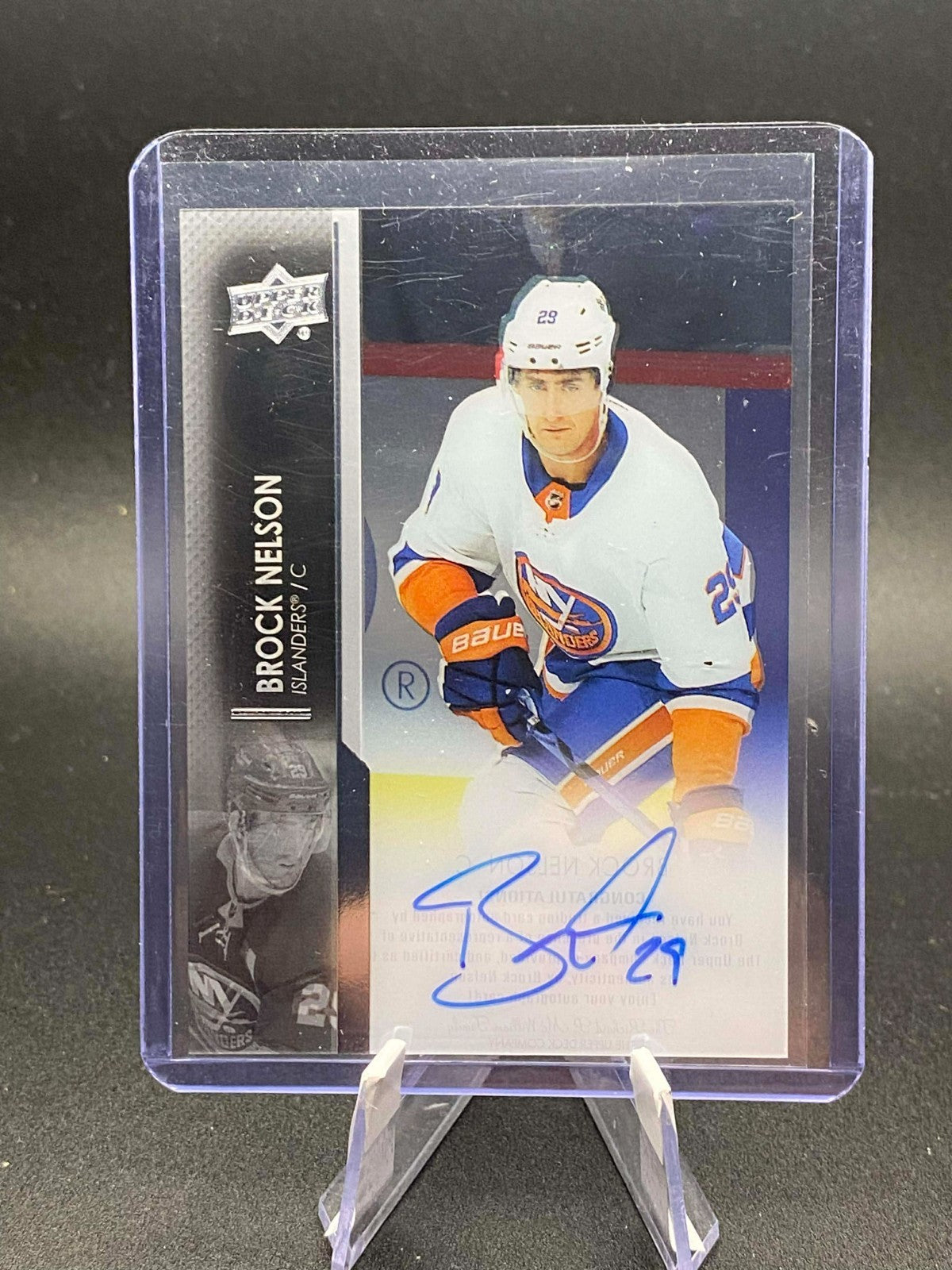 2021-22 UD Clear Cut Brock Nelson Auto - New York Islanders