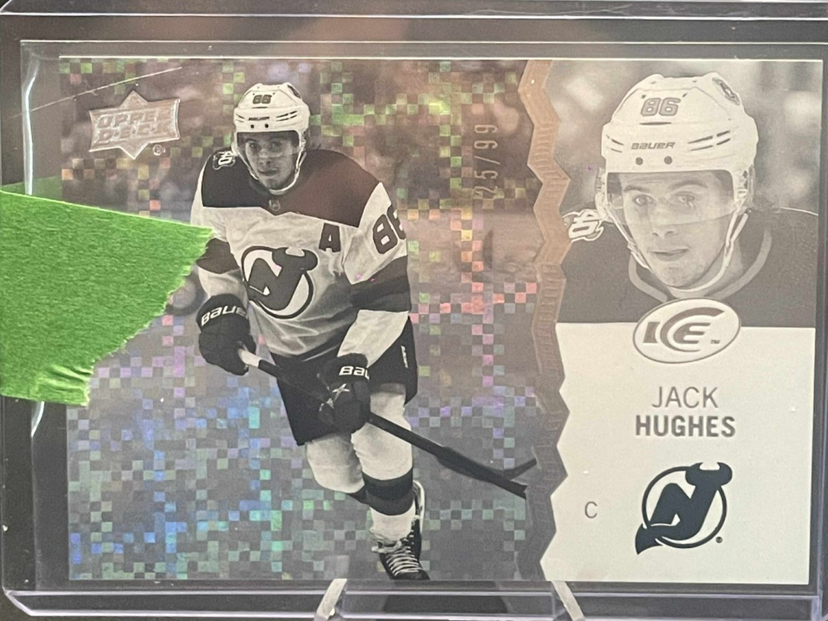 2023-24 Upper Deck Ice Jack Hughes SP Greyscale Base Parallel /99 Devils #95