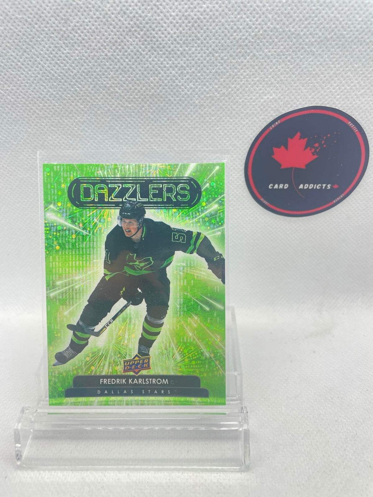 2022-23 Upper Deck Series 2 Dazzlers Green Fredrik Karlstrom #DZ-58 RC