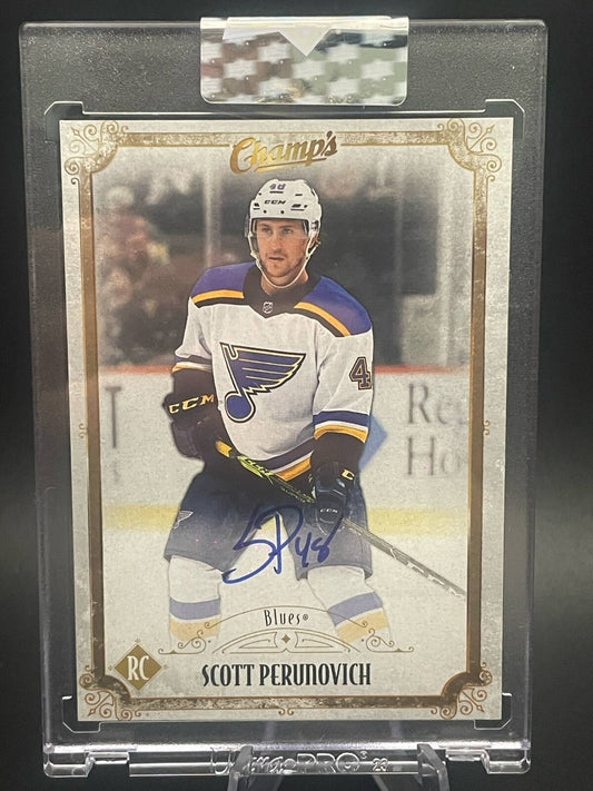 2021-22 UD Clear Cut Hockey Scott Perunovich Champs Rookie Auto 3 Available