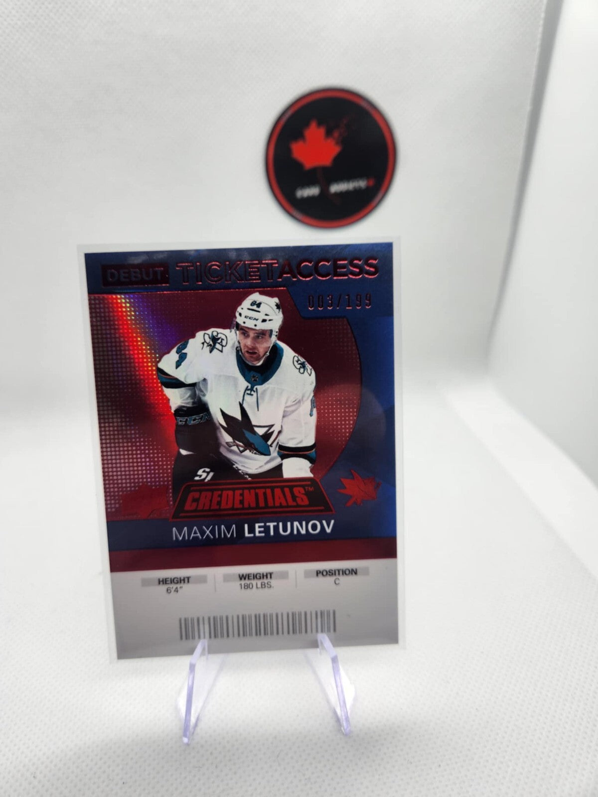 2021 Upper Deck Credentials 2020-21 Debut Ticket Access Red /199 Maxim Letunov