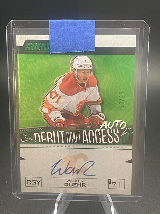 2023 UPPER DECK CREDENTIALS WALKER DUEHR DEBUT TICKET ACCESS AUTO GREEN RC /25