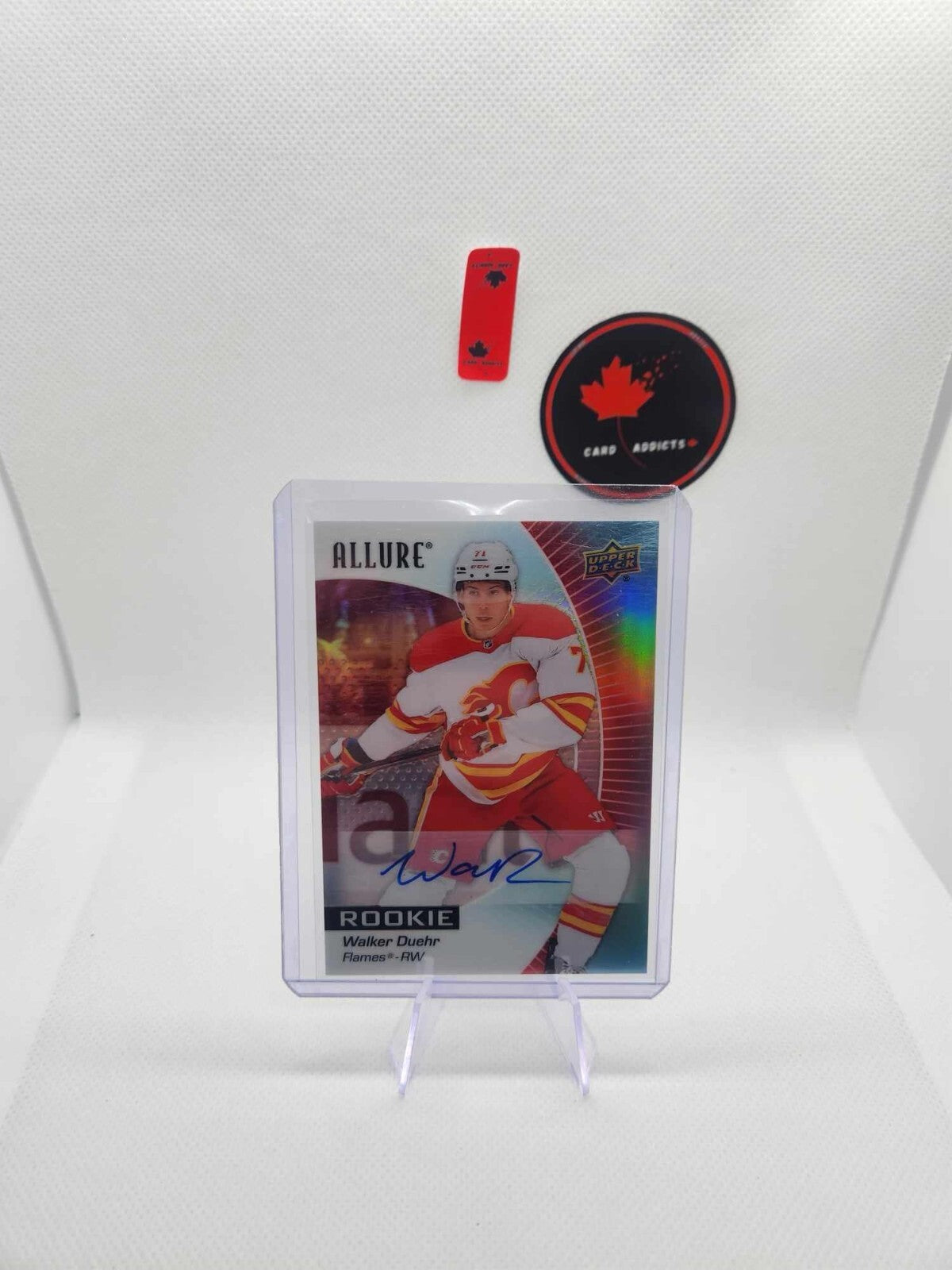 2023-24 UPPER DECK ALLURE ROOKIE RED RAINBOW AUTO FLAMES WALKER DUEHR #118