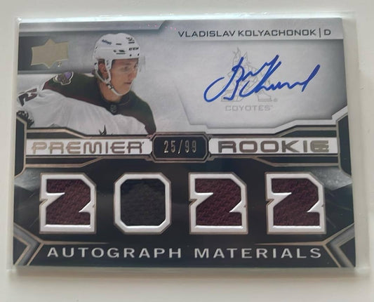 2022-23 UD Premier Rookie Auto Materials Vladislav Kolyachonok /99 #PRA-VK