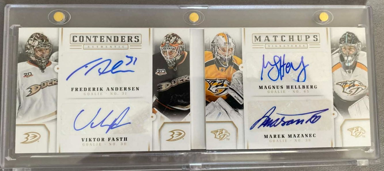 2013-14 Panini Contenders Matchups Auto /99 Andersen/Fasth/Hellberg/Mazanec