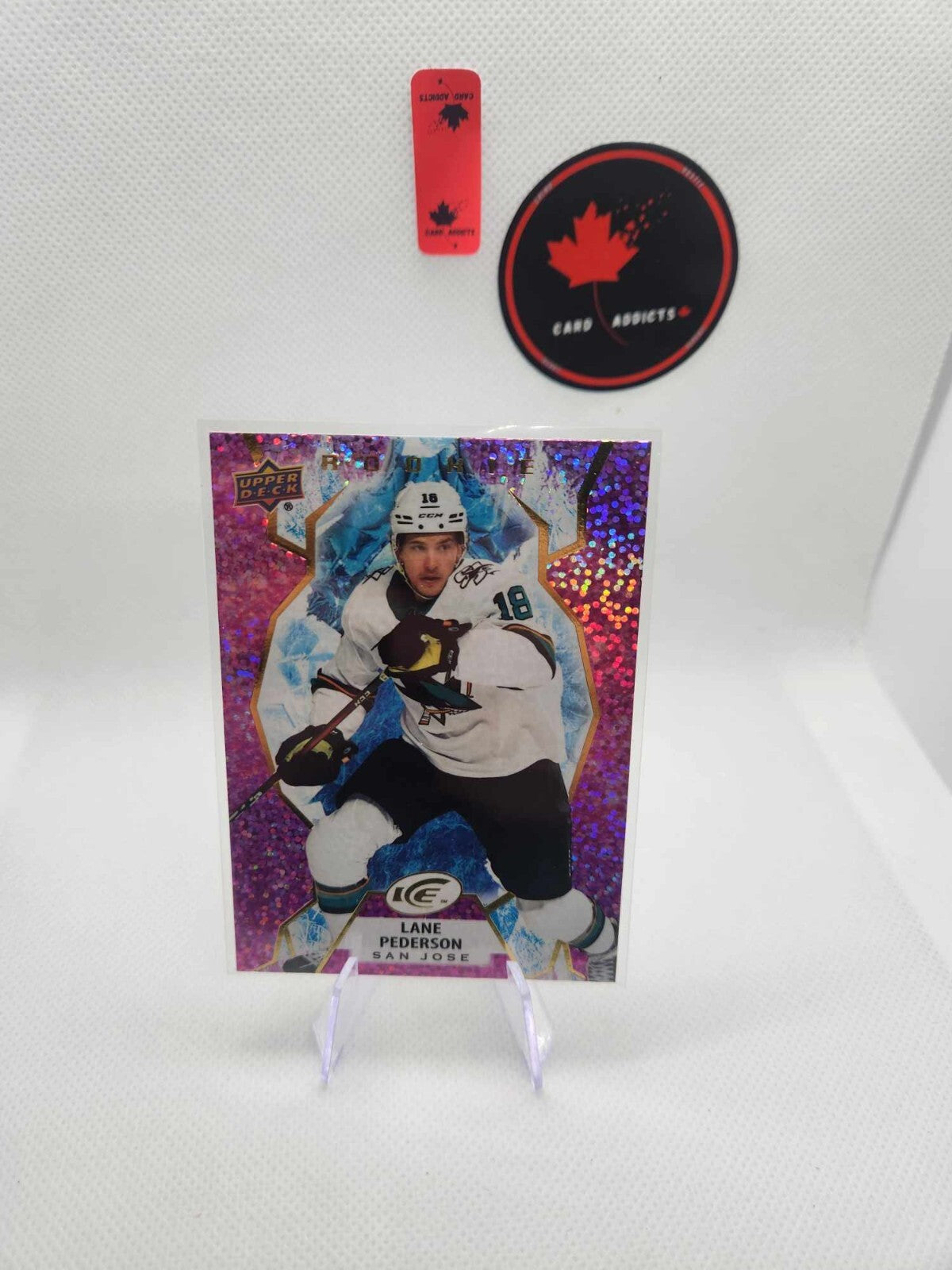 2021-22 UD Ice Lane Pederson Rookie Pink Sparkle #123