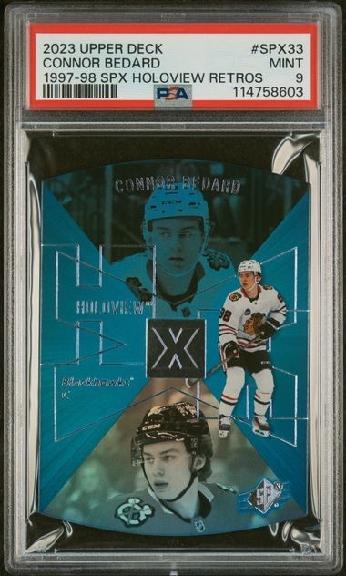 2023-24 Upper Deck Connor Bedard #SPX-33 Holoview '97-98 Retros Rookie PSA 9