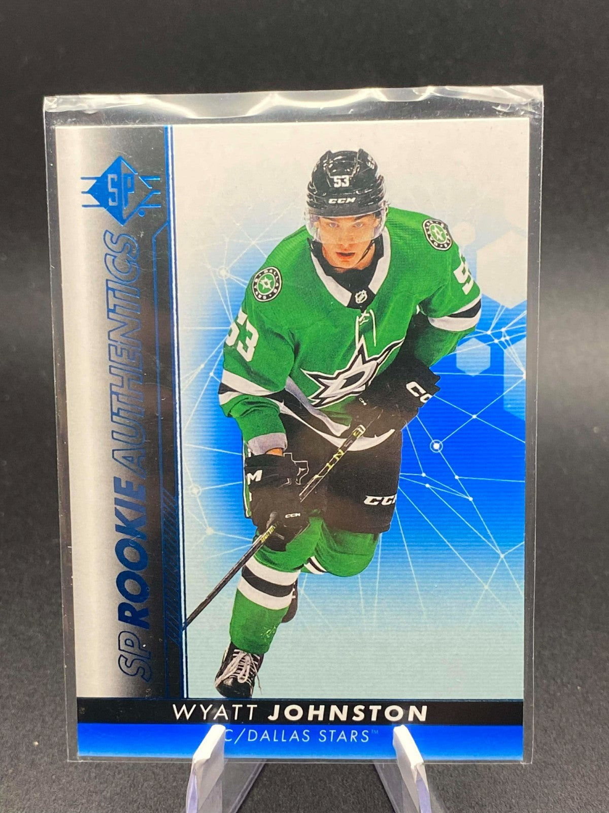 Wyatt Johnston 2022-23 SP Authentic Rookie Authentics Blue Variant Card