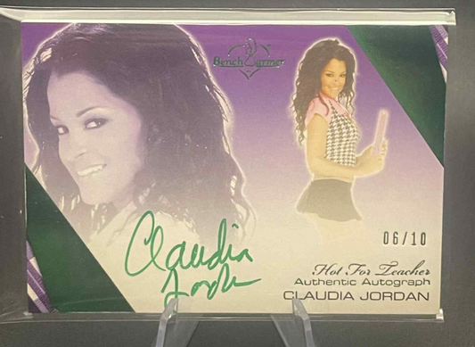2012 Benchwarmer CLAUDIA JORDAN Hot For Teacher #15 Green Auto/10
