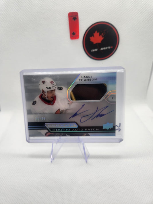 2021-22 Upper Deck Premier Lassi Thomson Rookie Auto Patch /99 #AHR-LT Senators