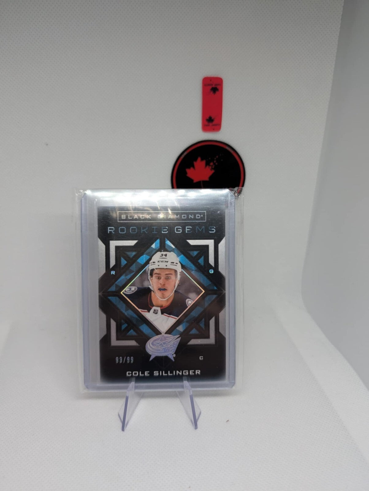 2021-22 COLE SILLINGER UD BLACK DIAMOND ROOKIE GEMS CARD #RG-CS JACKETS #/399