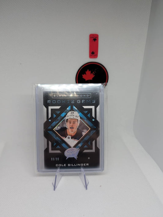 2021-22 COLE SILLINGER UD BLACK DIAMOND ROOKIE GEMS CARD #RG-CS JACKETS #/399