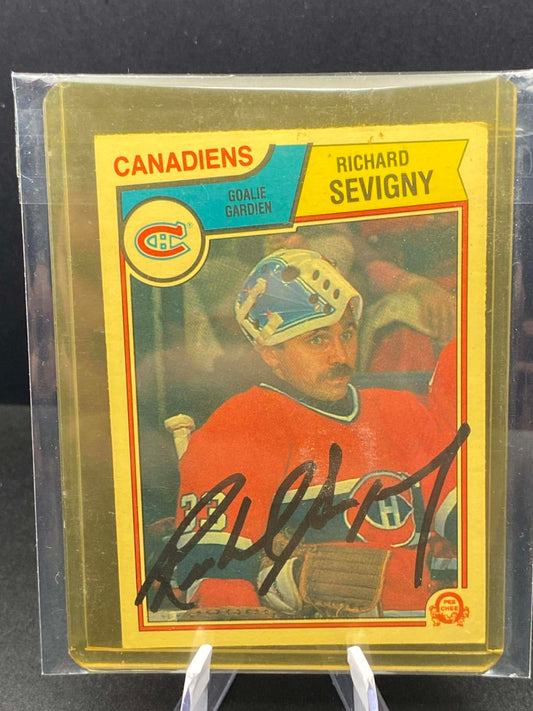 1983-84 O-Pee-Chee hockey OPC #197 Richard Sevigny - Montreal Canadiens AUTO