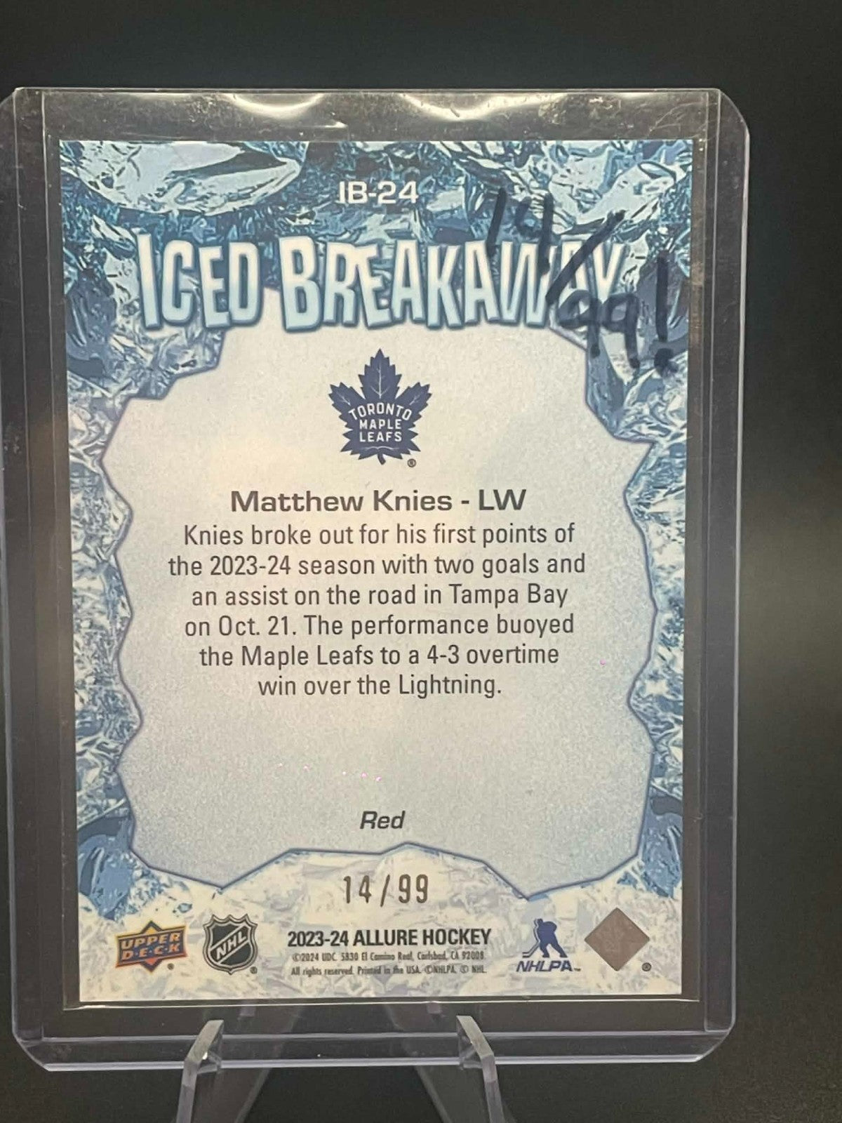 2023 Upper Deck Matthew Knies Iced Breakaway Red /99 #IB-24 🏒🥅⭐ Rookie