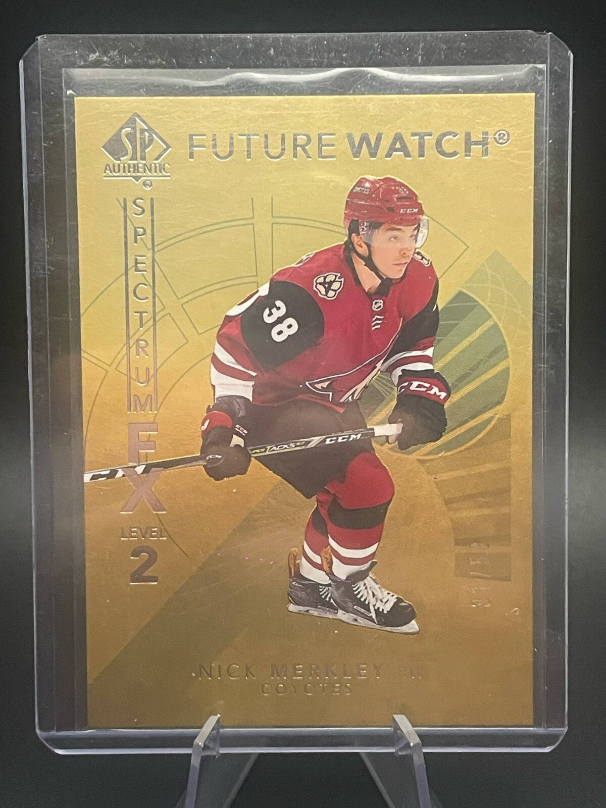2017-18 Nick Merkley SP Authentic Future Watch FX Gold Rookie RC /50 #S-86