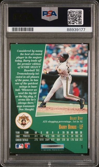 1993 Select #1 Barry Bonds PSA 8