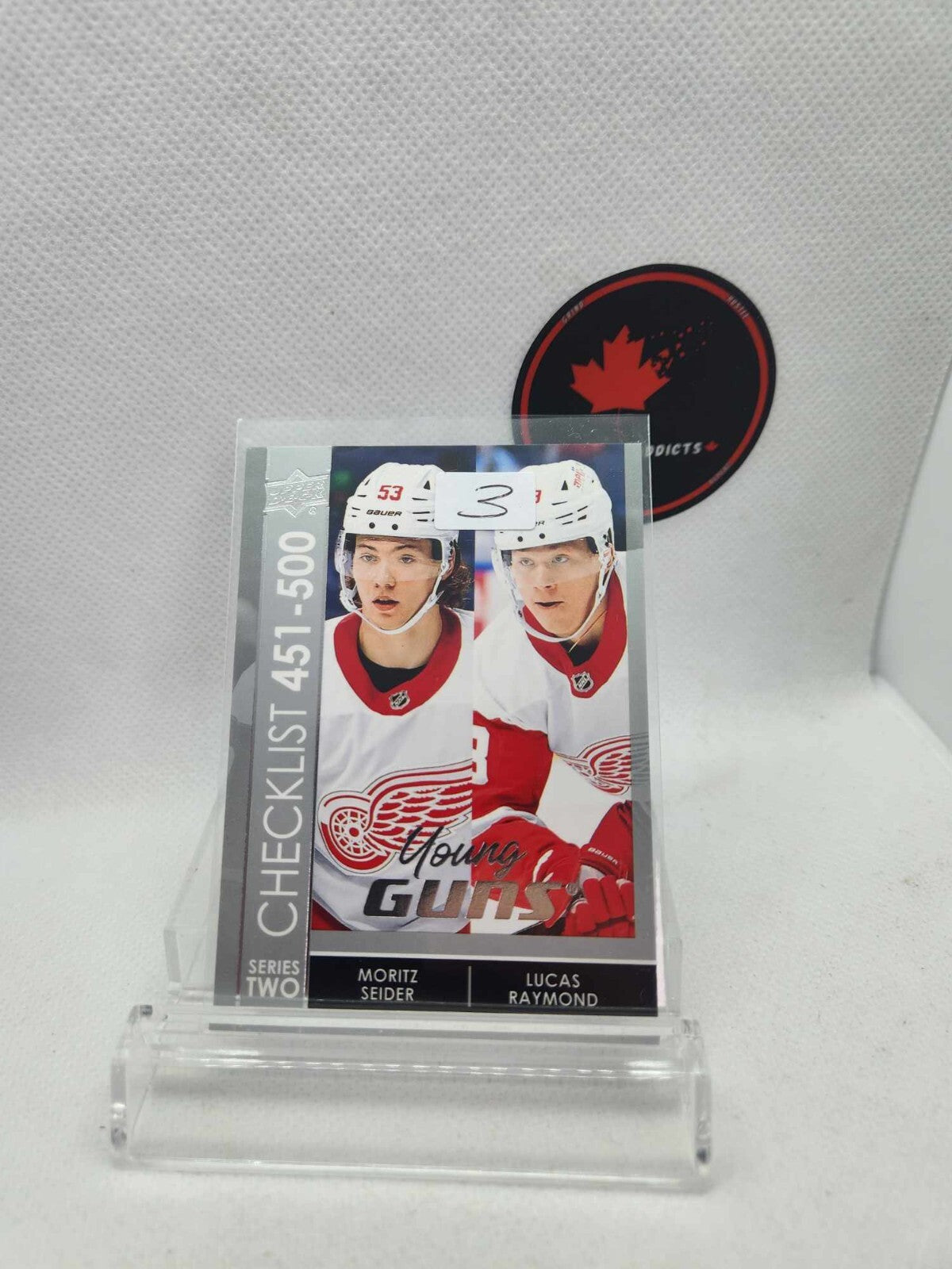 21-22 UD Series 2 Base Young Guns #500 Moritz Seider Raymond Checklist Red Wings