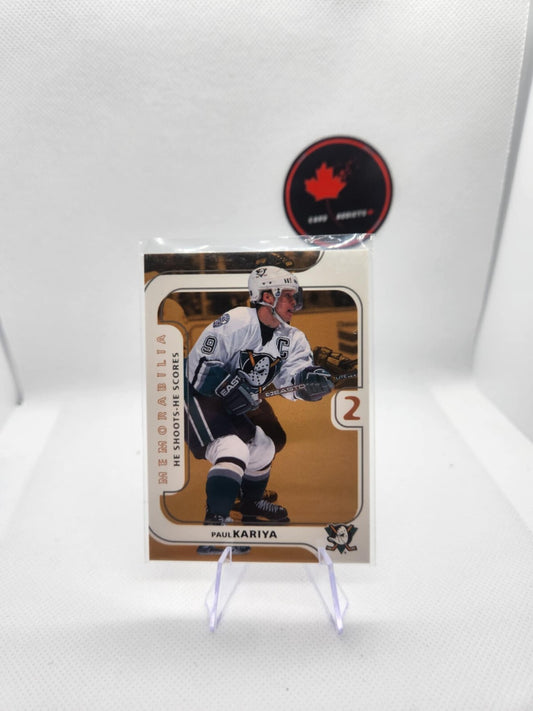 2002-03 ITG Memorabilia Series He Shoots He Scores Redemption Paul Kariya Ducks