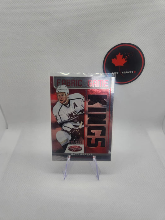 2012-13 Certified Fabric of the Game Mirror Red Team Die-Cut /150 Matt Greene