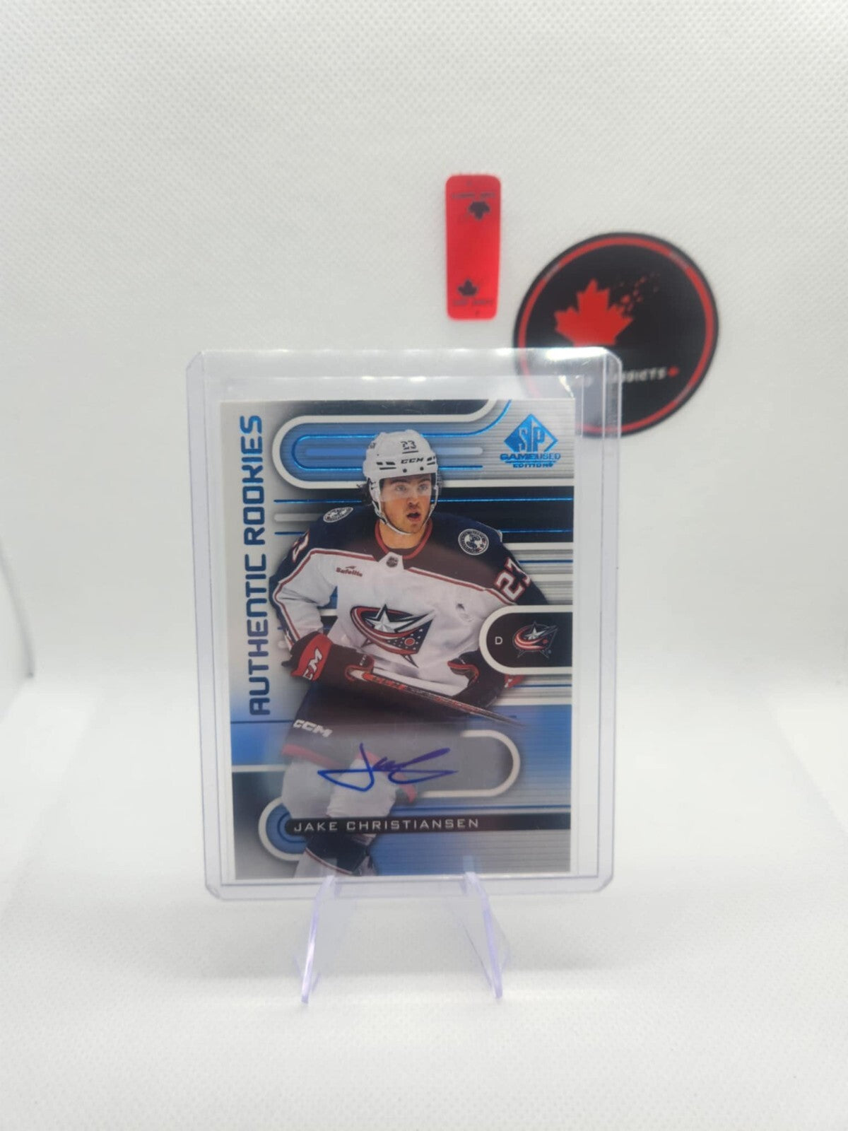 23-24 SP Game Used Hockey Blue Authentic Rookie Auto #209 Jake Christiansen