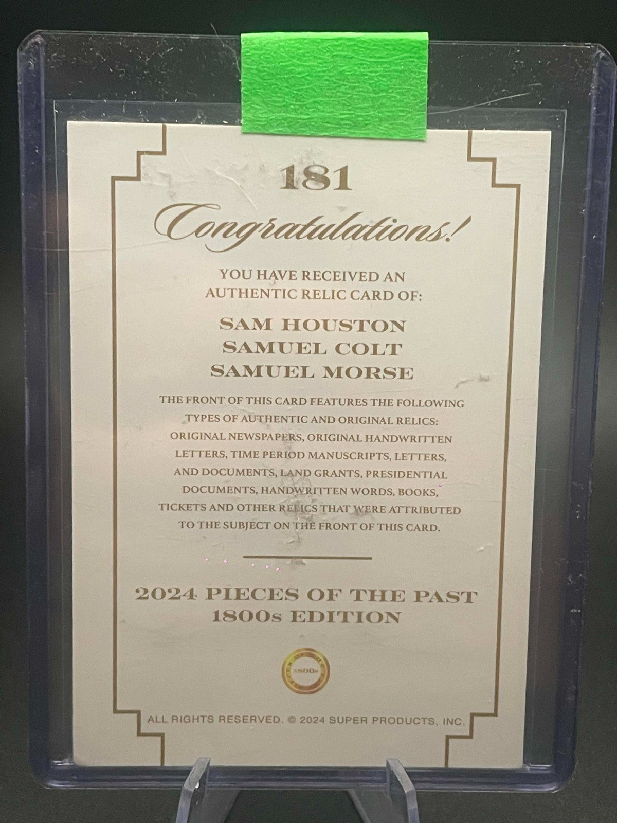 HOUSTON COLT MORSE AUTHENTIC TRIPLE 2024 RELIC CARD PIECES OF THE PAST