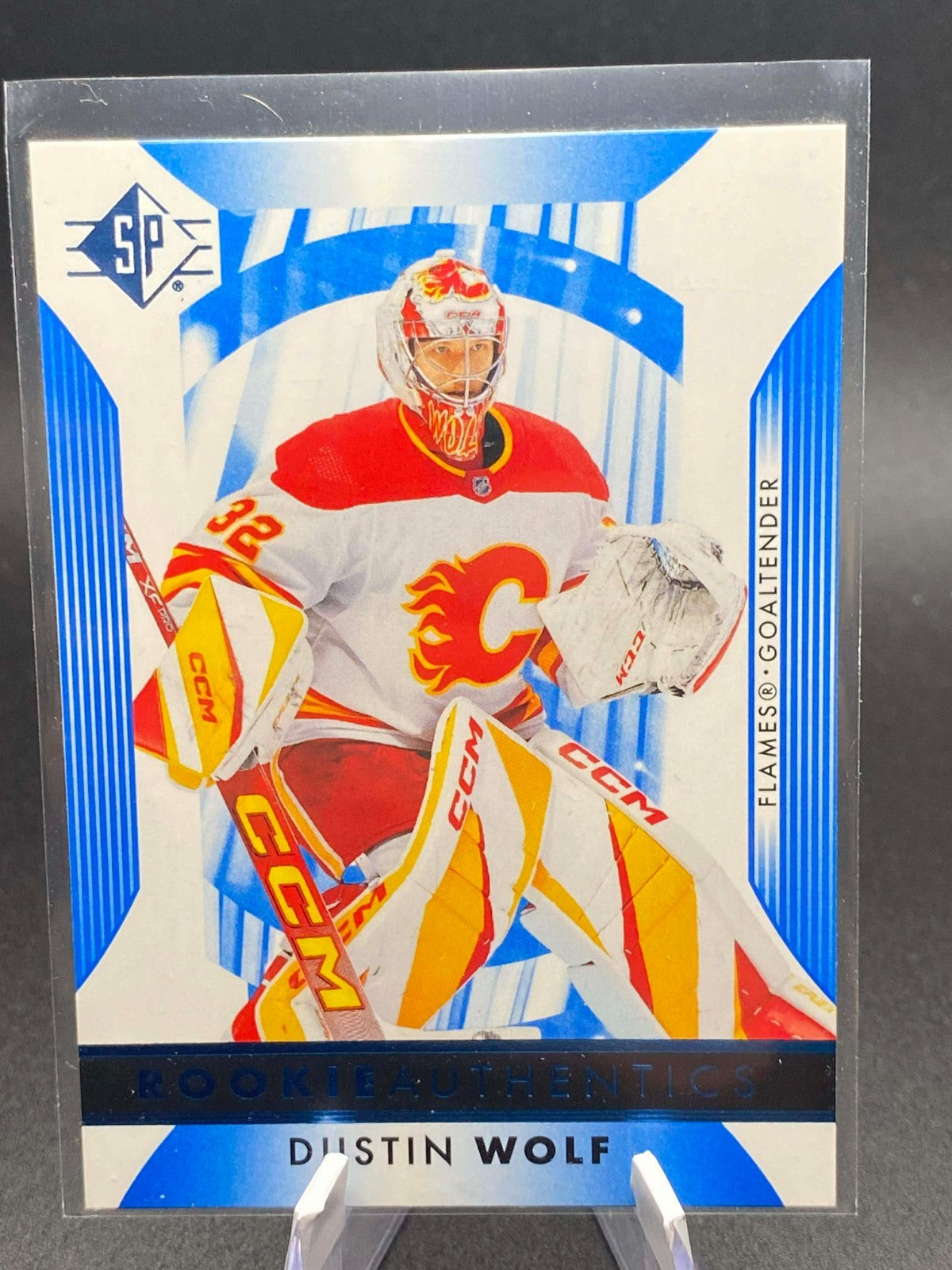2023-24 SP Blue Dustin Wolf Calgary Flames #116 Parallel