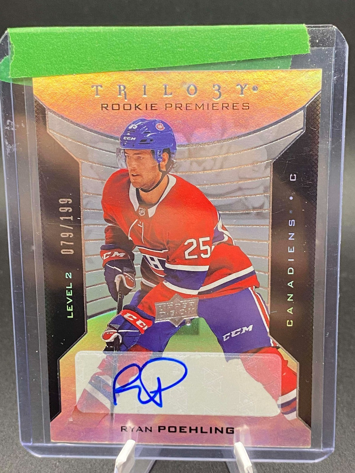 19-20 UD TRILOGY #95 ROOKIE RC PREMIERES AUTO /199 LEVEL 2 RYAN POEHLING - HABS