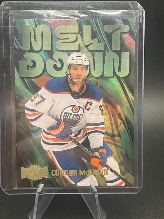 2023-24 UD Metal Universe #M25 Connor McDavid Melt Down Gold Foil #/99