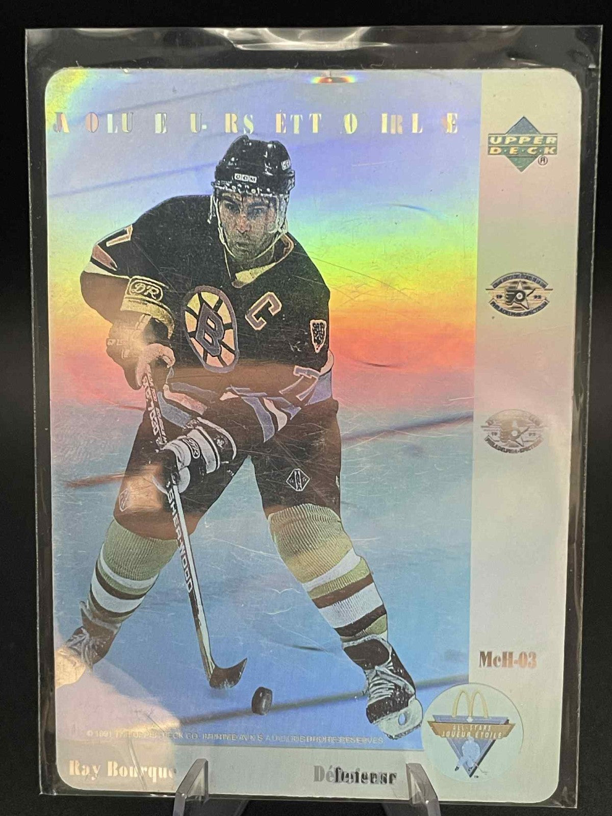 1991 Upper Deck McDonald's All Stars RAY BOURQUE Hologram Card FR/EN #MEH-03