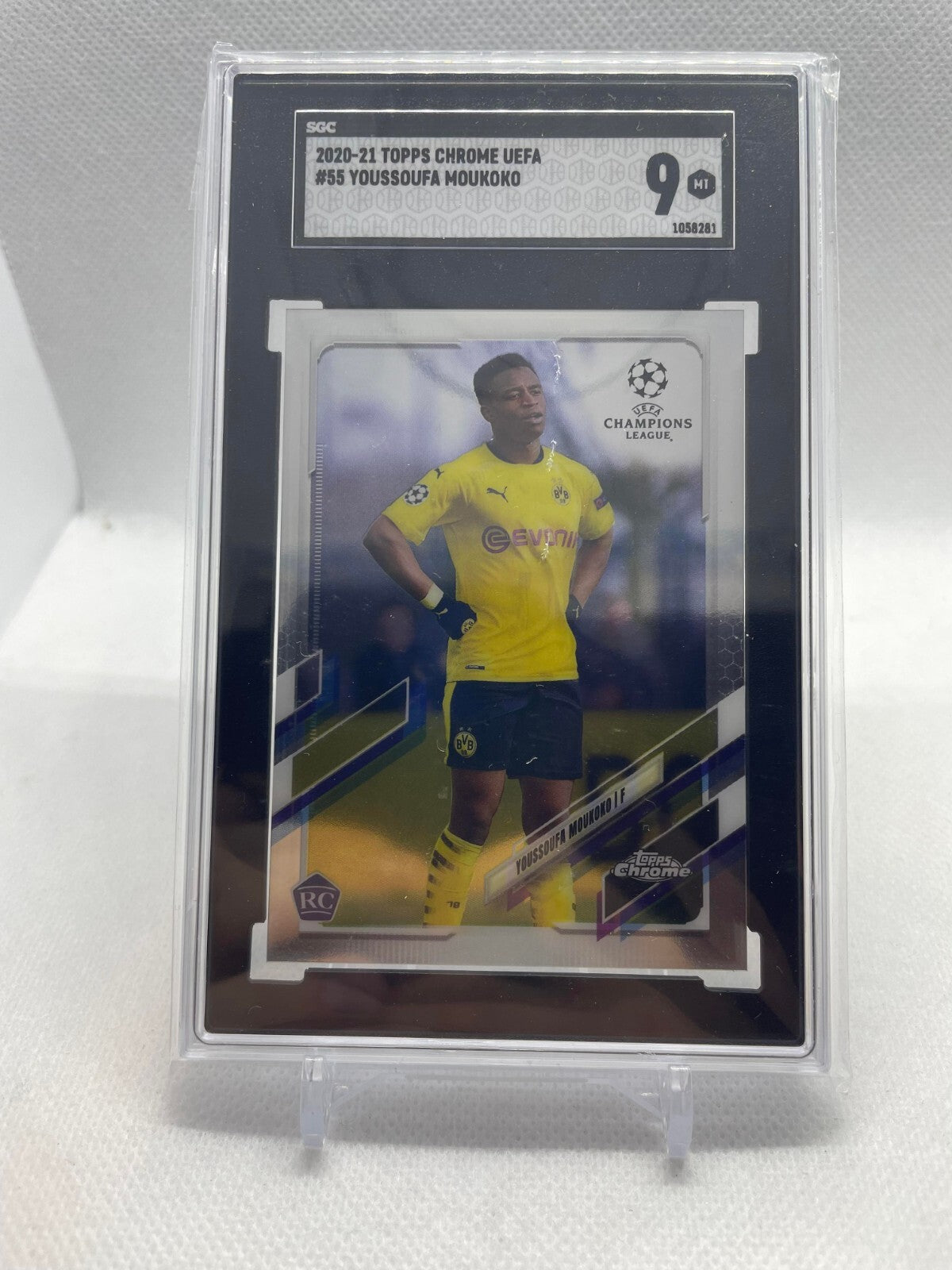 2020-21 TOPPS CHROME UEFA #55 YOUSSOUFA MOUKOKO ROOKIE CARD RC SGC 9