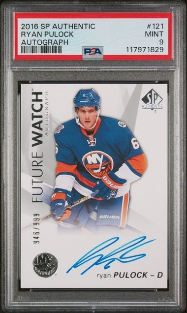 2016-17 UD SP AUTHENTIC RYAN PULOCK /999 FUTURE WATCH AUTO ROOKIE PSA 9