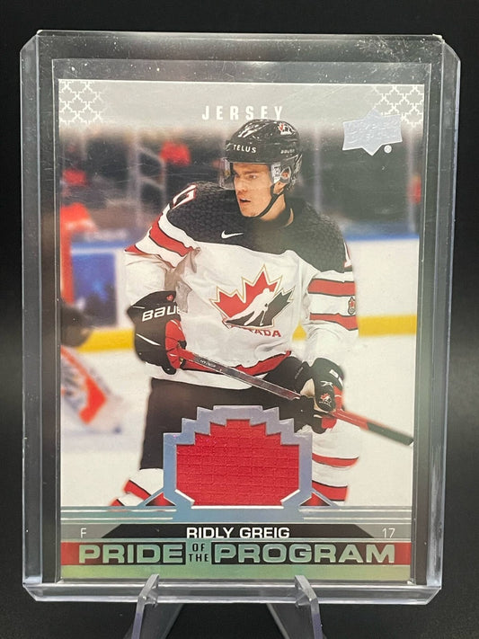 2022 UD Team Canada Jr. Pride of the Program Jersey - Ridly Greig #76