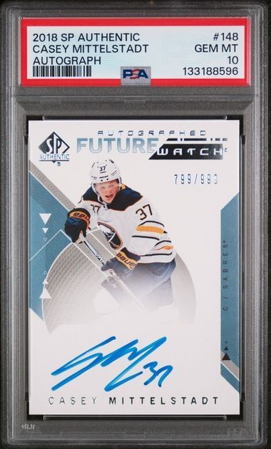 2018-19 Casey Mittelstadt UD SP Future Watch Auto FWA PSA 10 /999 Rookie RC