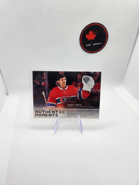 Carey Price 2020 UD SP Authentic Authentic Moments # 104 Montreal Canadiens
