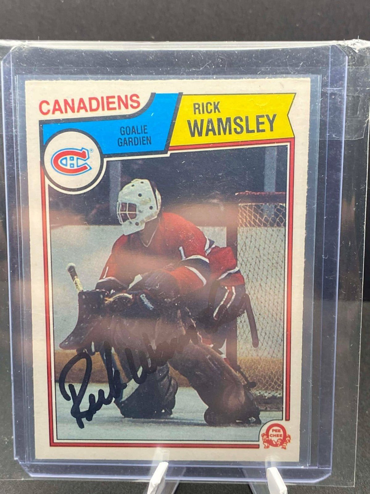 1983-84 O-Pee-Chee hockey OPC #201 Rick Wamsley - Montreal Canadiens IP Auto