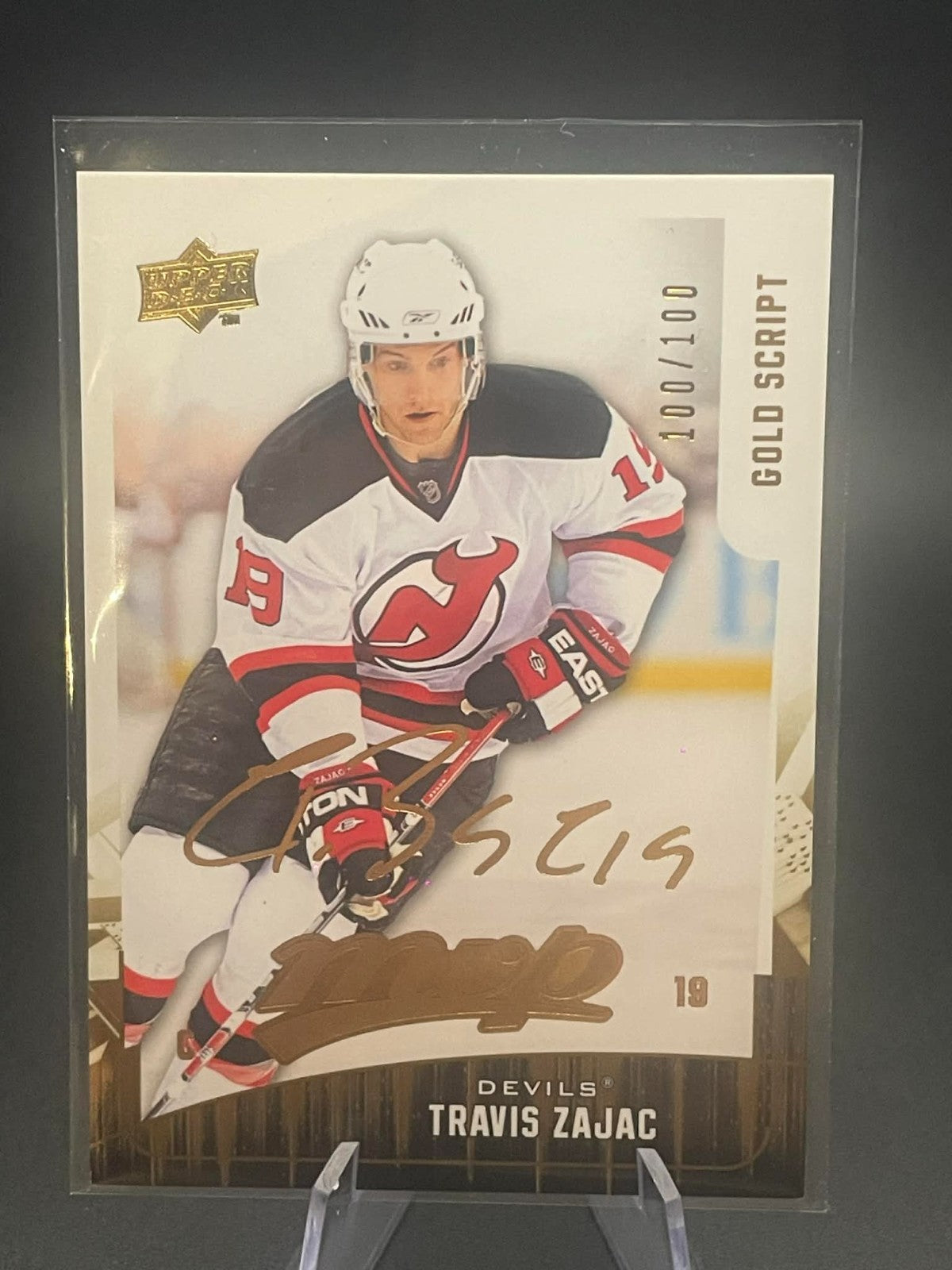 2009-10 Upper Deck MVP Gold Script Travis Zajac /100 New Jersey Devils #REF I