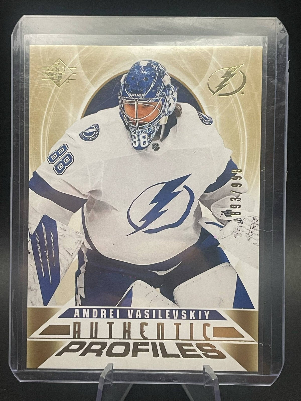 2020-21 SP Hockey Andrei Vasilevskiy Authentic Profiles Gold /999 Lightning AP-4