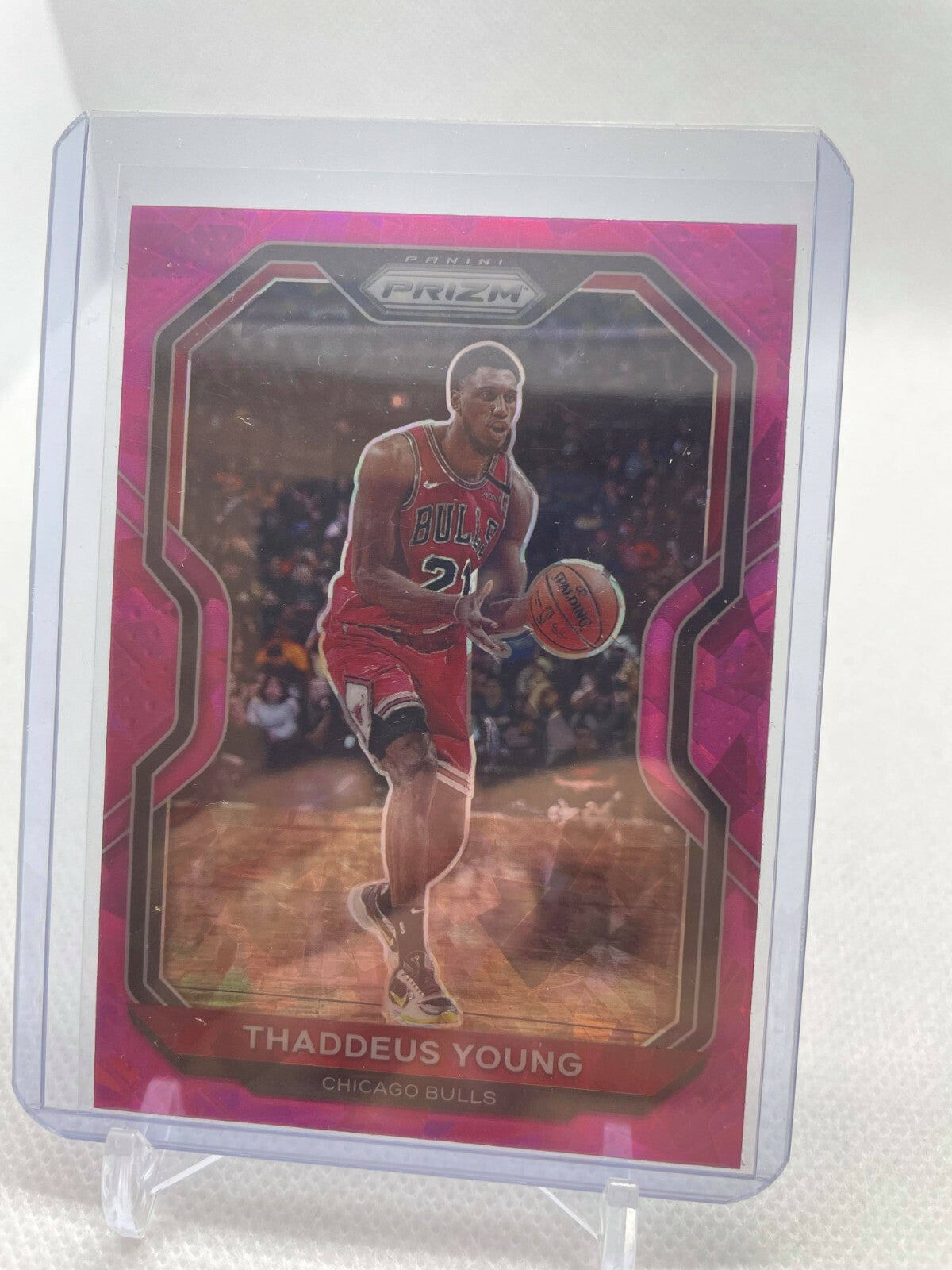 2020-21 Panini Prizm Prizms Pink Ice #165 Thaddeus Young