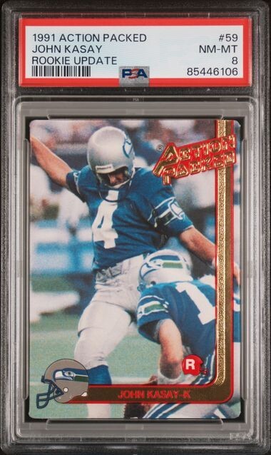 1991 Action Packed Rookie Update #59 John Kasay PSA 8 Mint RC