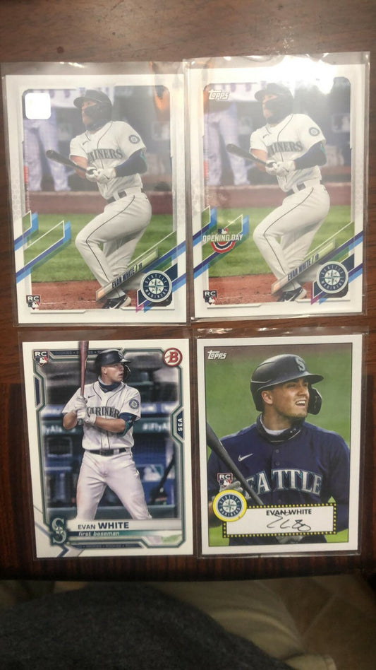 Evan White Rookie Topps/Bowman lot of 4 see pic RC