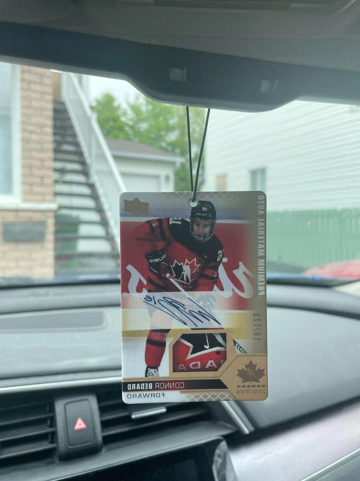 Connor Bedard Auto Patch Car Air Freshener #1 Pick Team Canada Inverted
